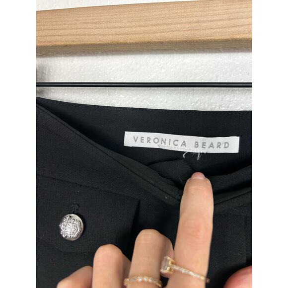Veronica Beard Renzo Straight Leg Silver Button Pants Black Sz 14 Office - Picture 7 of 9